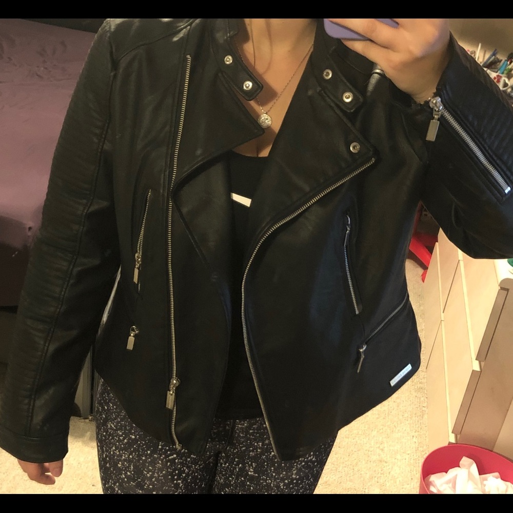 Black Faux Leather Jacket Large